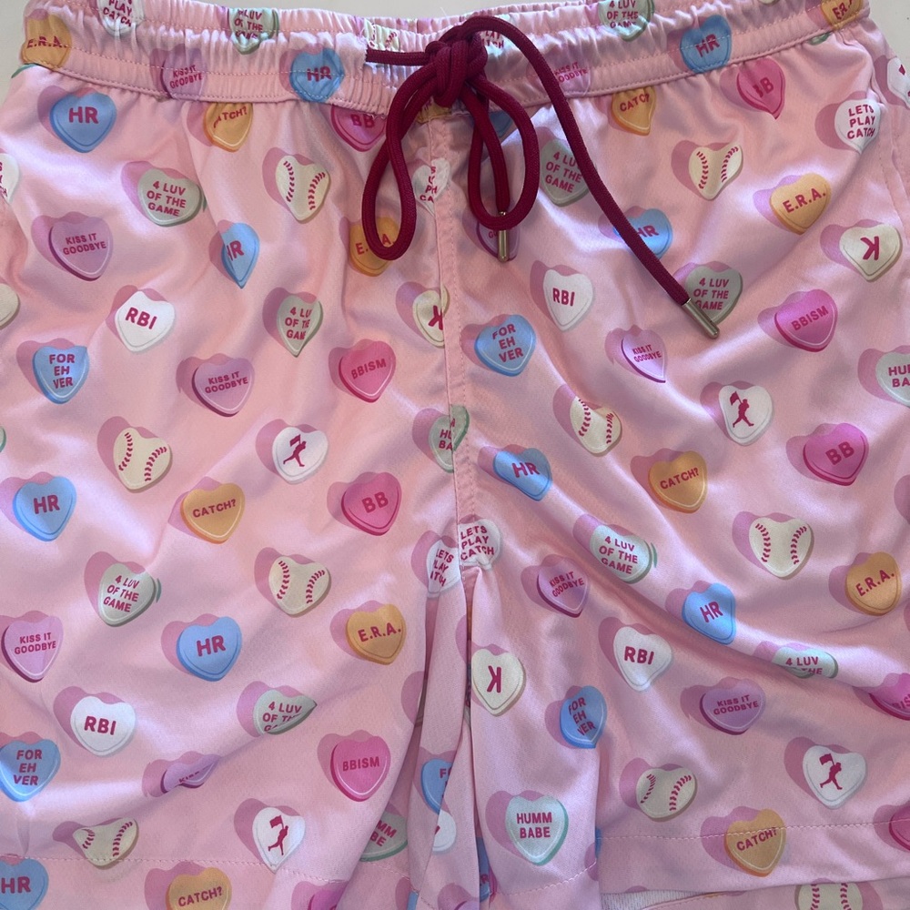 Baseball Lifestyle 101 YS Pink Heart Print Shorts
